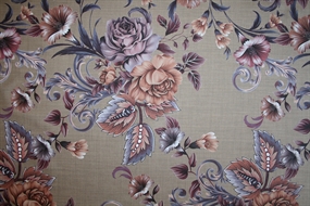 Eksklusiv uld stof med blomsterprint