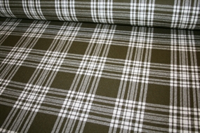 Grøn/hvid ternet uld stof