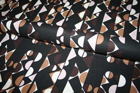 Twillvævet viskose med geometrisk print