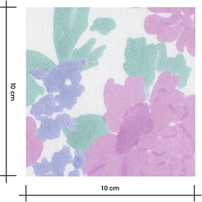 Vævet viskose med pæoner i pastelfarver