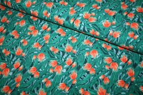 Vævet viscose med print \'Evergreen\'