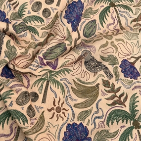 Viscosecrepe med tropisk print