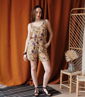 Viscosecrepe med tropisk print