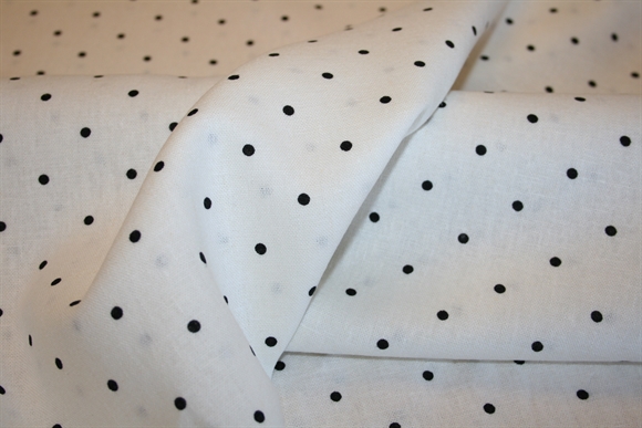 Hvid hør -og viskoseblanding med små sorte prikker