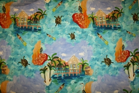 Viskose jersey med eksotisk print