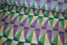 Vævet viskose stof med geometrisk print