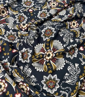 Vævet viskose stof med orientalske tigre