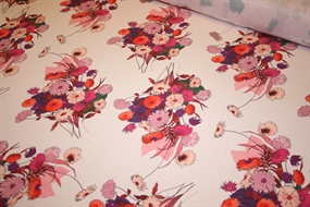 Viskose stof med blomster og bort