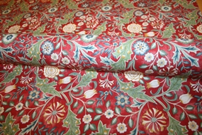 William Morris bomulds stof 'Wilhelmina Crimson'