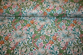 William Morris bomulds stof \'Golden Lily Fuchsia\'
