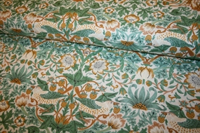 William Morris Strawberry Thief stof i mint med fugle og blomster