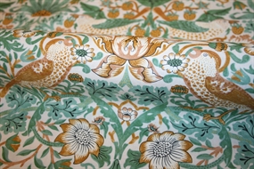 William Morris Strawberry Thief stof i mint med fugle og blomster