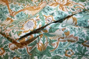 William Morris Strawberry Thief stof i mint med fugle og blomster