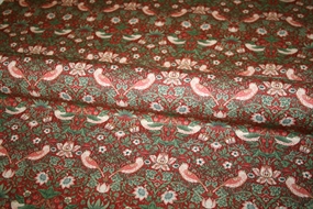 William Morris stof 'Mini Strawberry Thief Wine'