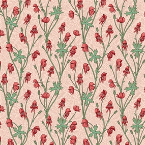 William Morris bomulds stof 'Monkshood Fuchsia'
