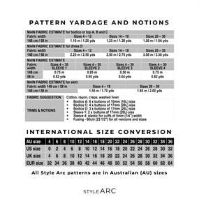 Symønster til kjole og top \'Porter Woven Pack\' fra StyleARC